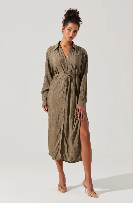 Belted Long Sleeve Shirt Dress