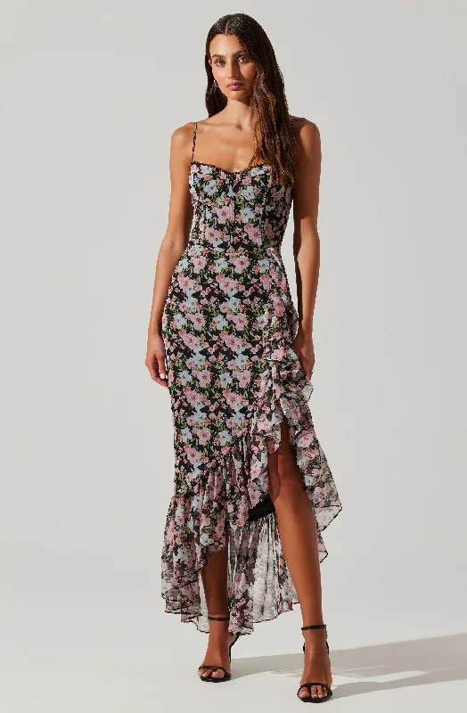 Brisbane Asymmetrical Floral Midi Dress