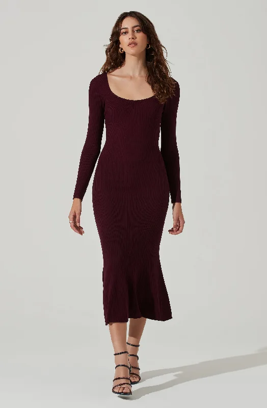 Long Sleeve Cutout Midi Dress