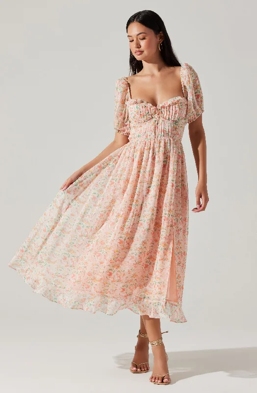 Lunaria Pleated Floral Midi Dress