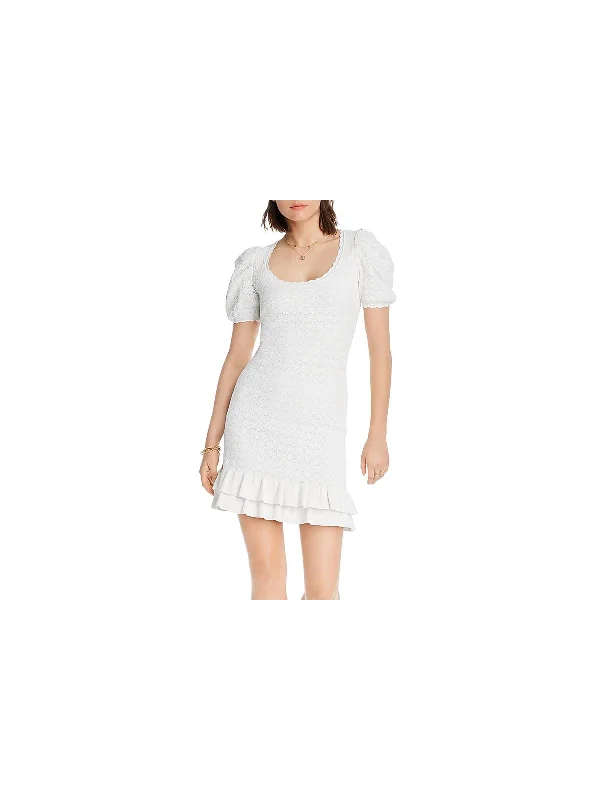 Rebecca Womens Knit Ruffled Hem Casual Dress