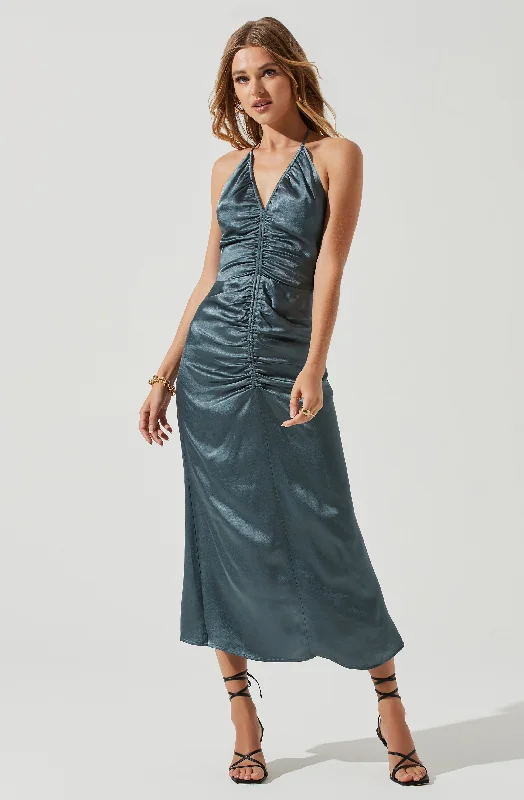 Toledo Ruched Halter Midi Dress