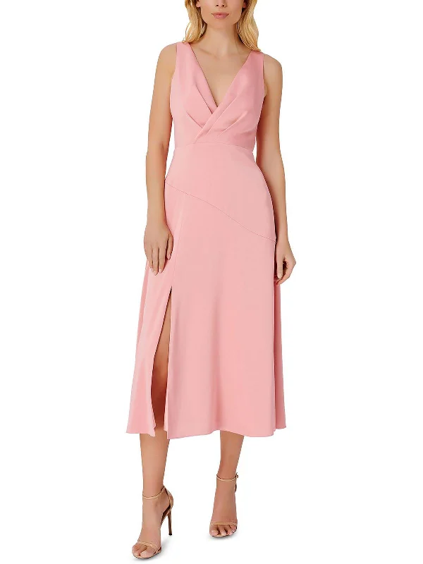 Womens Satin Sleeveless Midi Dress