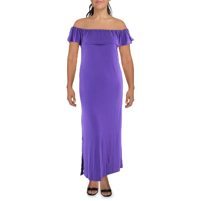 24seven Comfort Apparel Womens Plus Fold-Over Long Maxi Dress