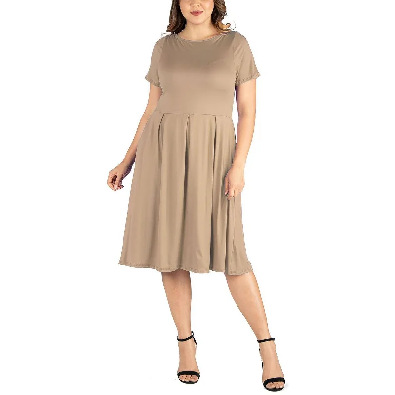 24seven Comfort Apparel Womens Plus Scoop Neck Midi T-Shirt Dress