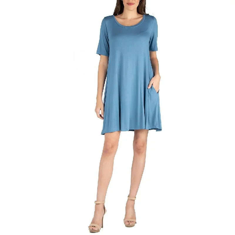 24seven Comfort Apparel Womens Plus Wideneck Midi T-Shirt Dress