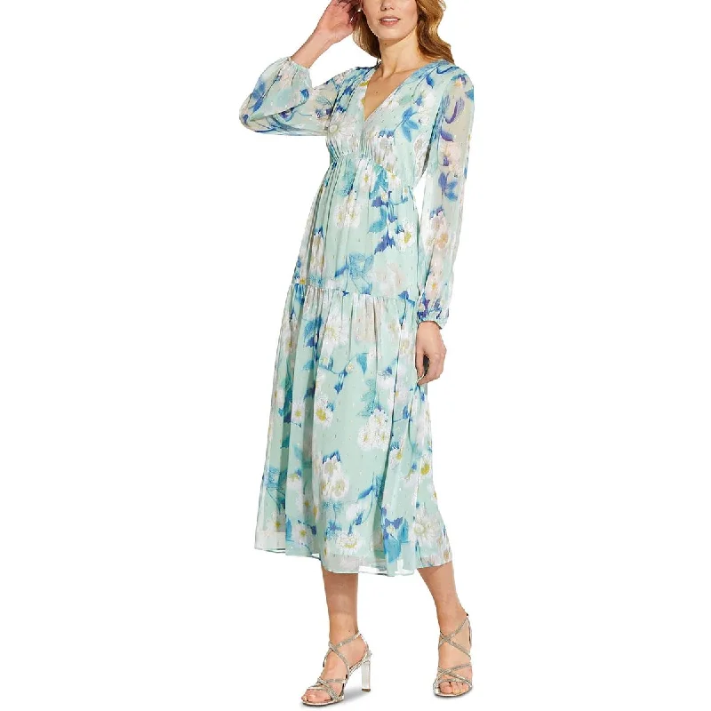 Adrianna Papell Womens Tiered Long Maxi Dress