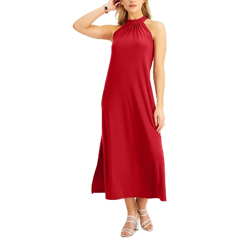 Bar III Womens Knit High Neck Maxi Dress