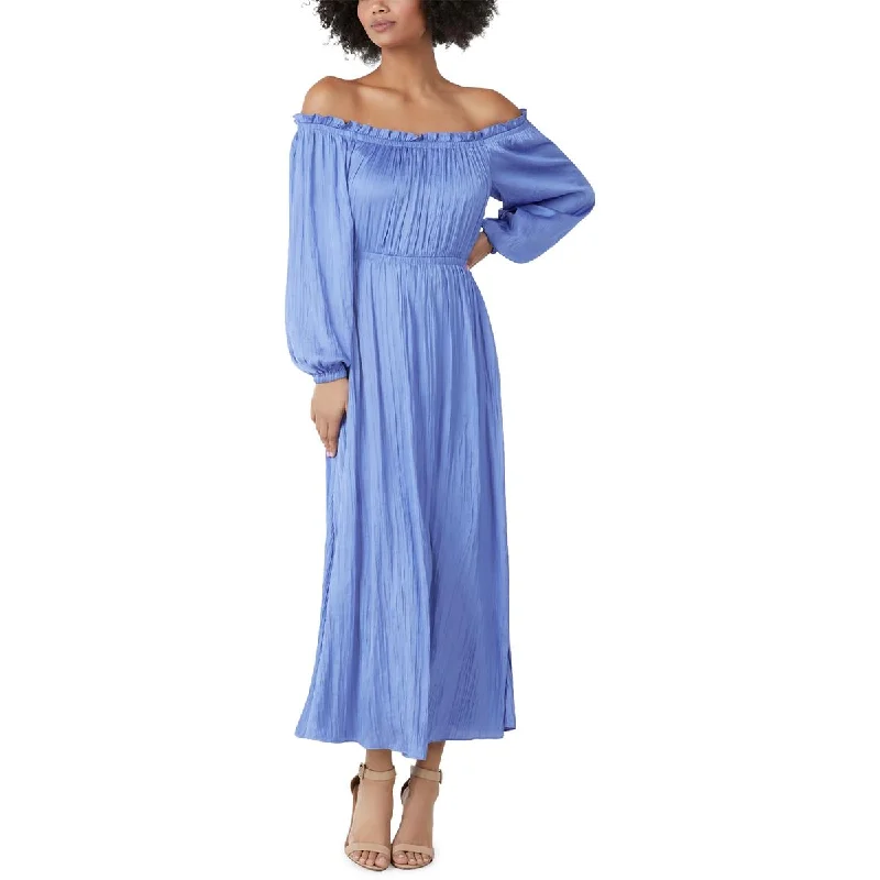 BCBG Max Azria Emmalyn Women's Satin Off The Shoulder Maxi Dress