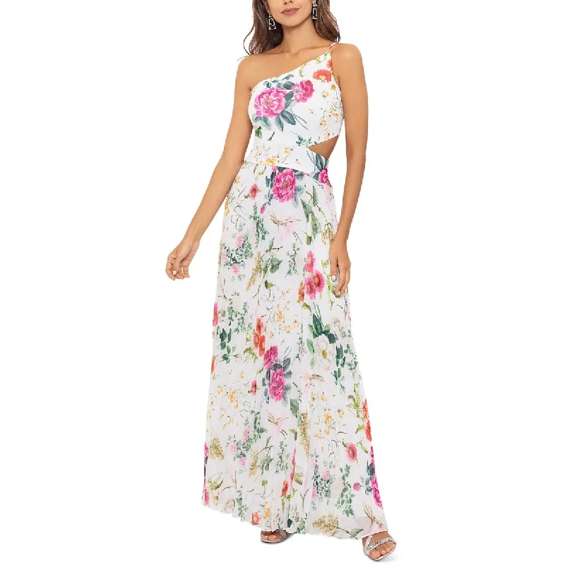 Betsy & Adam Womens Chiffon Cut-Out Maxi Dress