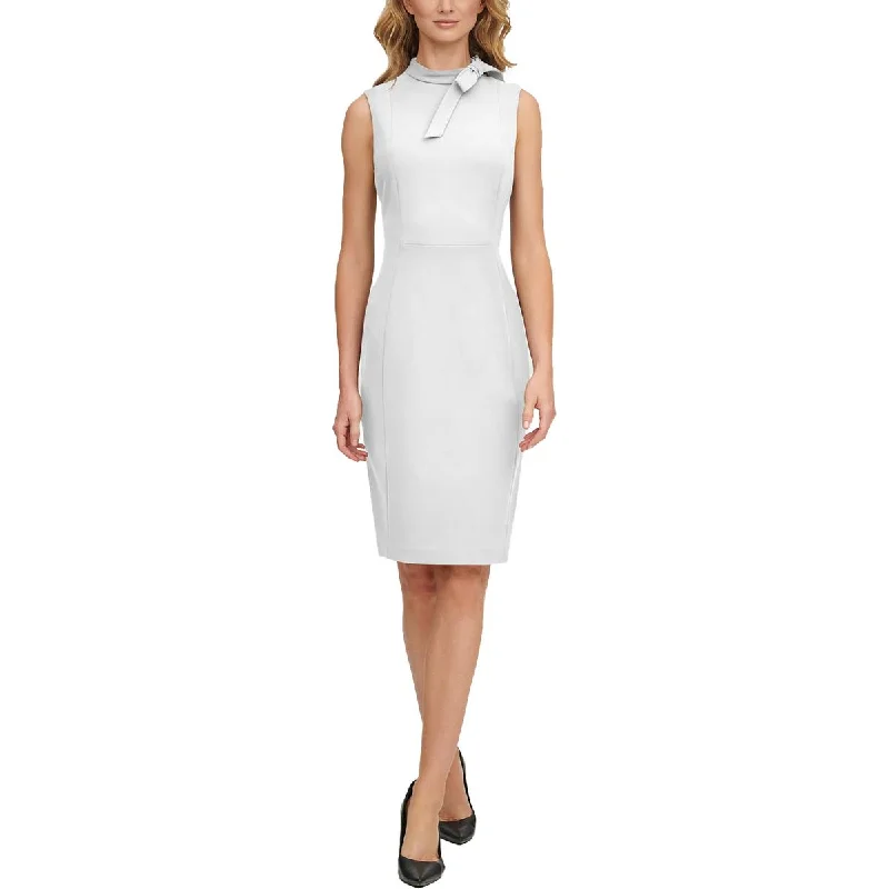 Calvin Klein Womens Crepe Bow Neck Bodycon Dress