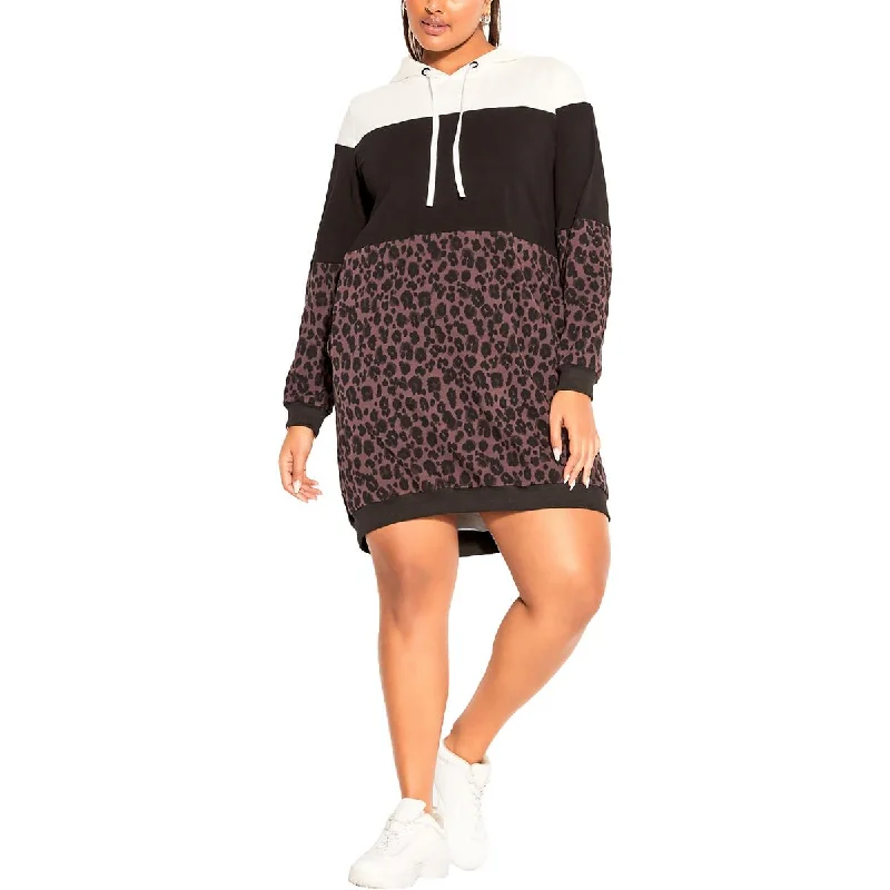 CCX Womens Animal Print Cotton Sweatshirt Dress