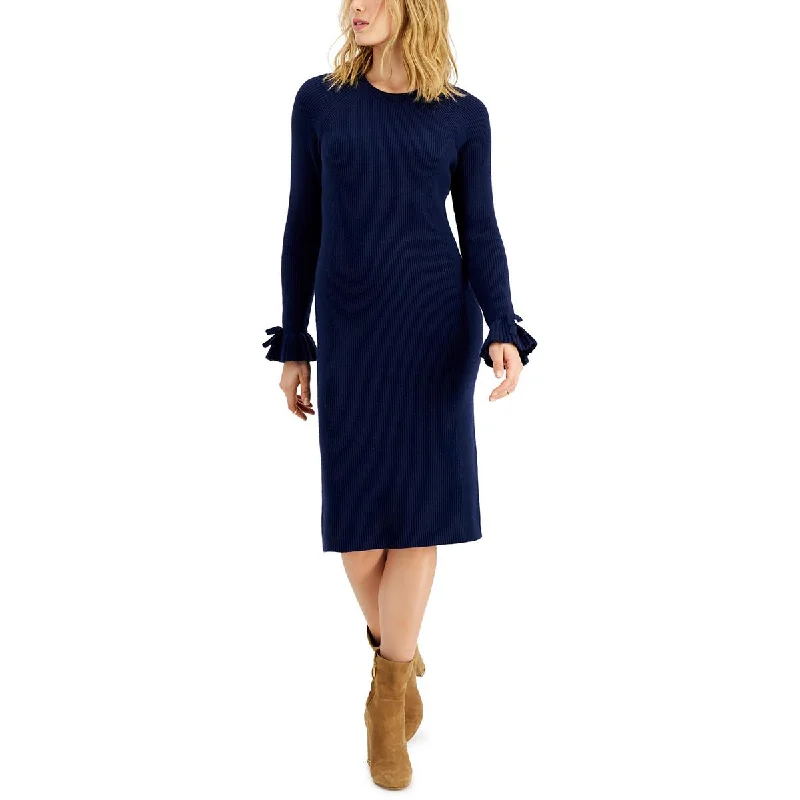 Charter Club Womens Ribbed Crew Neck Sweatshirt Dress