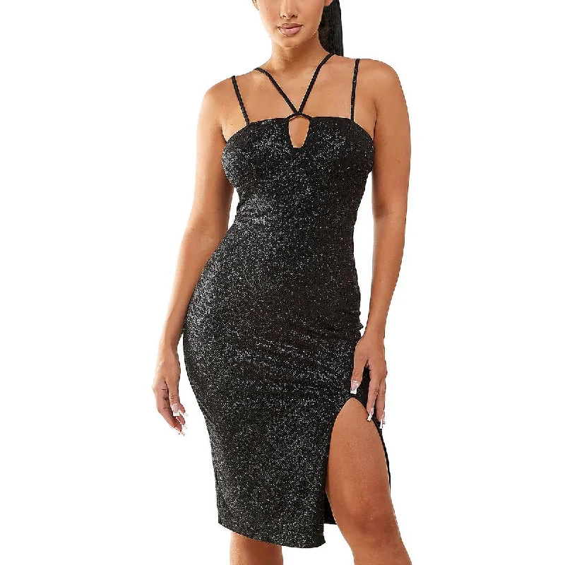 City Studios Womens Juniors Metallic Cocktail Bodycon Dress