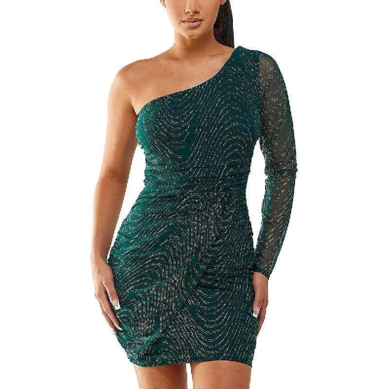 City Studios Womens Juniors Shimmer Mini Bodycon Dress