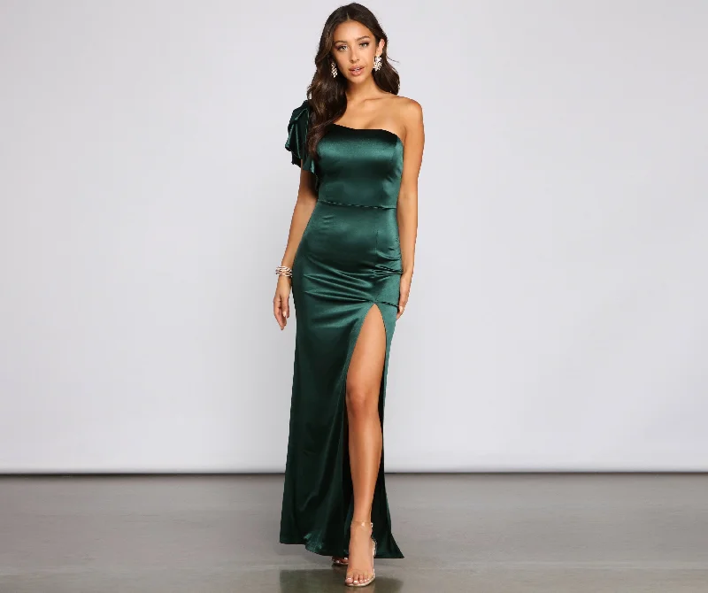 Charmaine Formal One Charming Shoulder Satin Dress