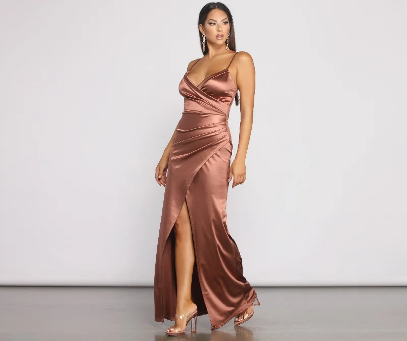 Nikita Formal High Charming Slit Satin Dress