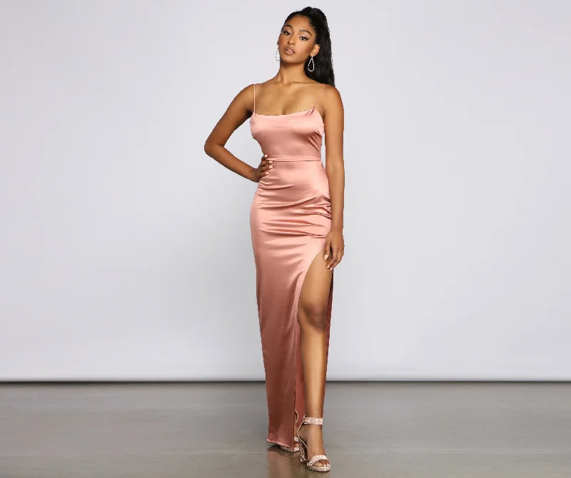 Nat Formal Stylish Backless Satin Dress