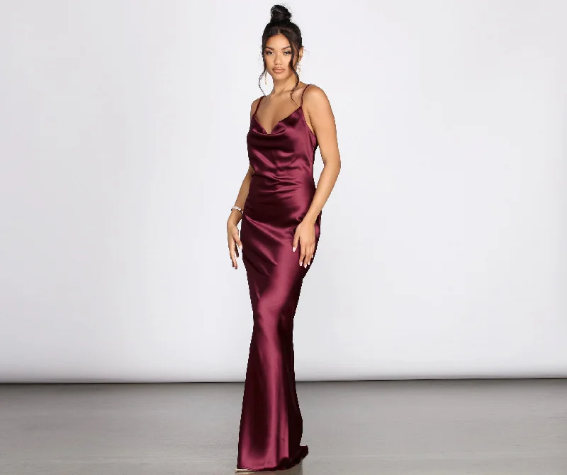 Londyn Formal Stylish Sleeveless Satin Dress