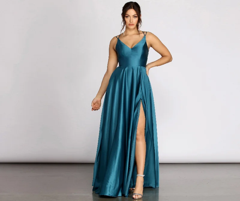 Dawn Formal Stylish Sleeveless Satin Dress