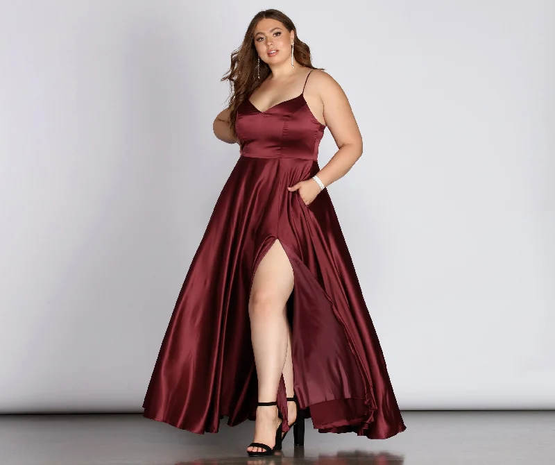 Daria Formal High Charming Slit Satin Dress