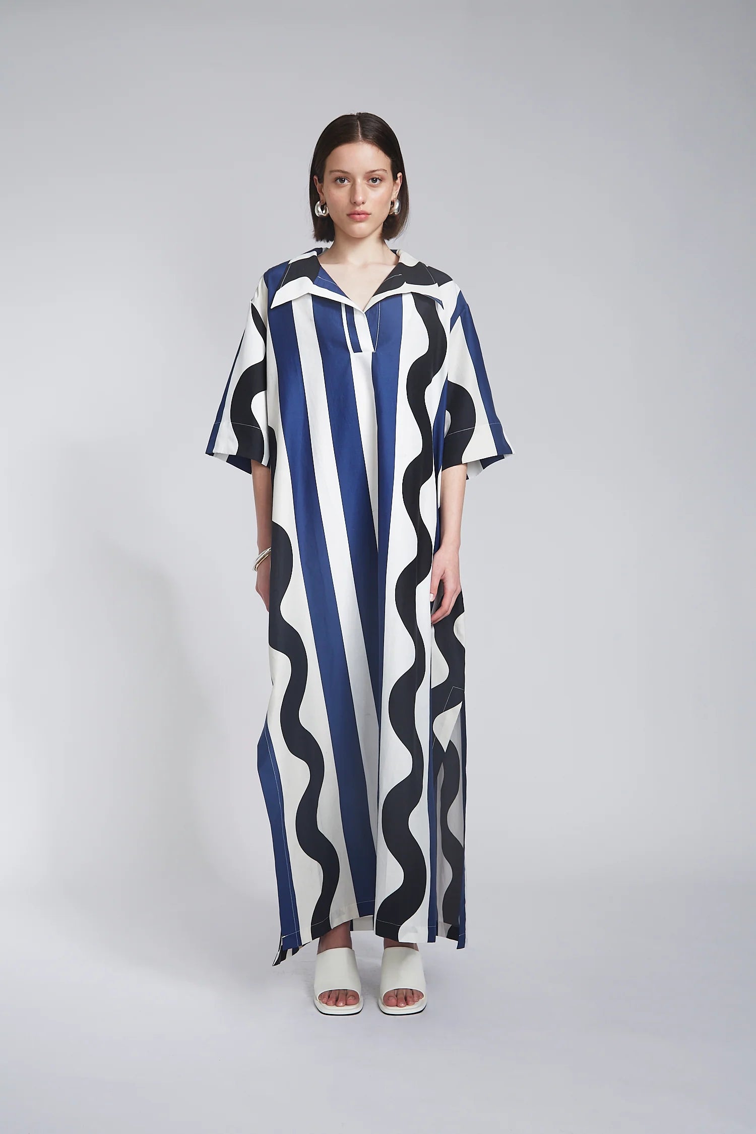 DANTAS SHIFT SHIRT DRESS- SWIGGLE PRINT SILK COTTON VOILE