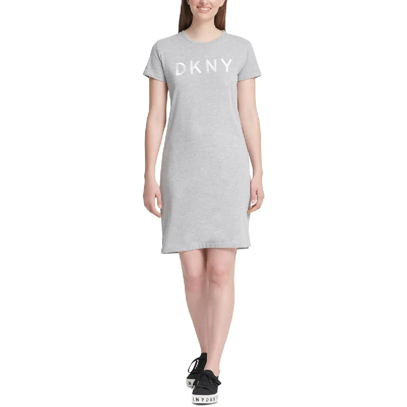 DKNY Womens Logo Above Knee T-Shirt Dress