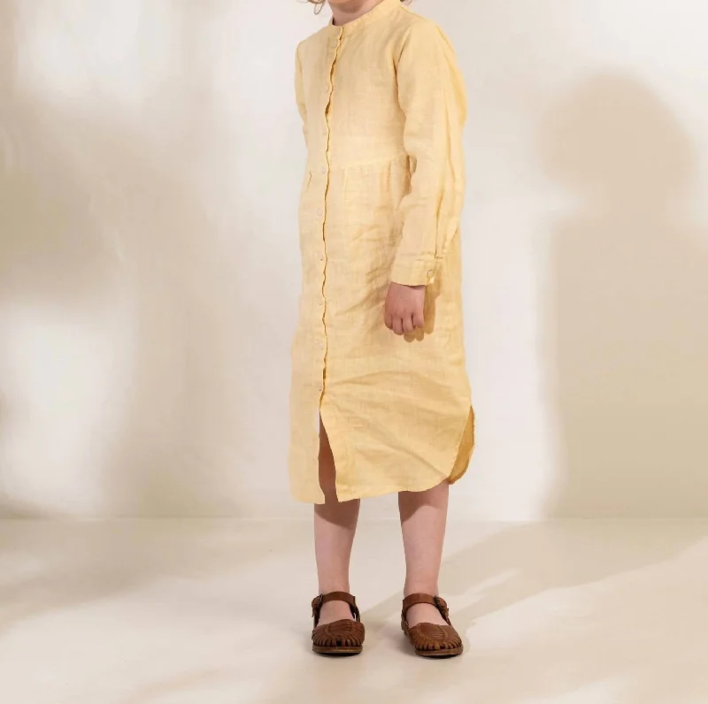 Dosa Linen Shirt Dress In Banana