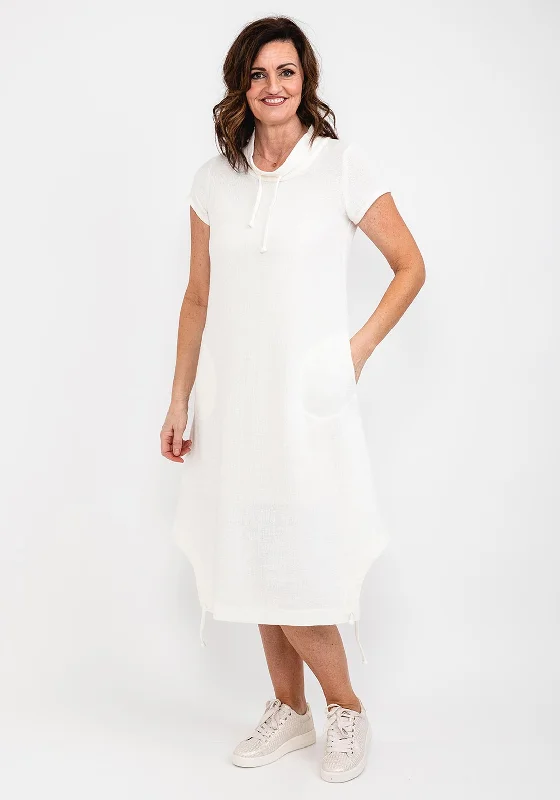 Elsewhere Cowl Neck Knit Casual Dress, Off White