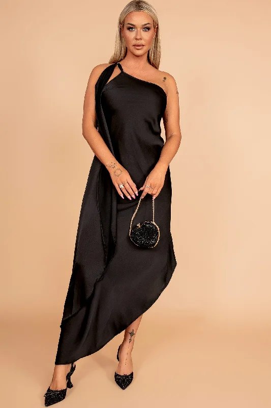 Fabiana Black Satin Dress