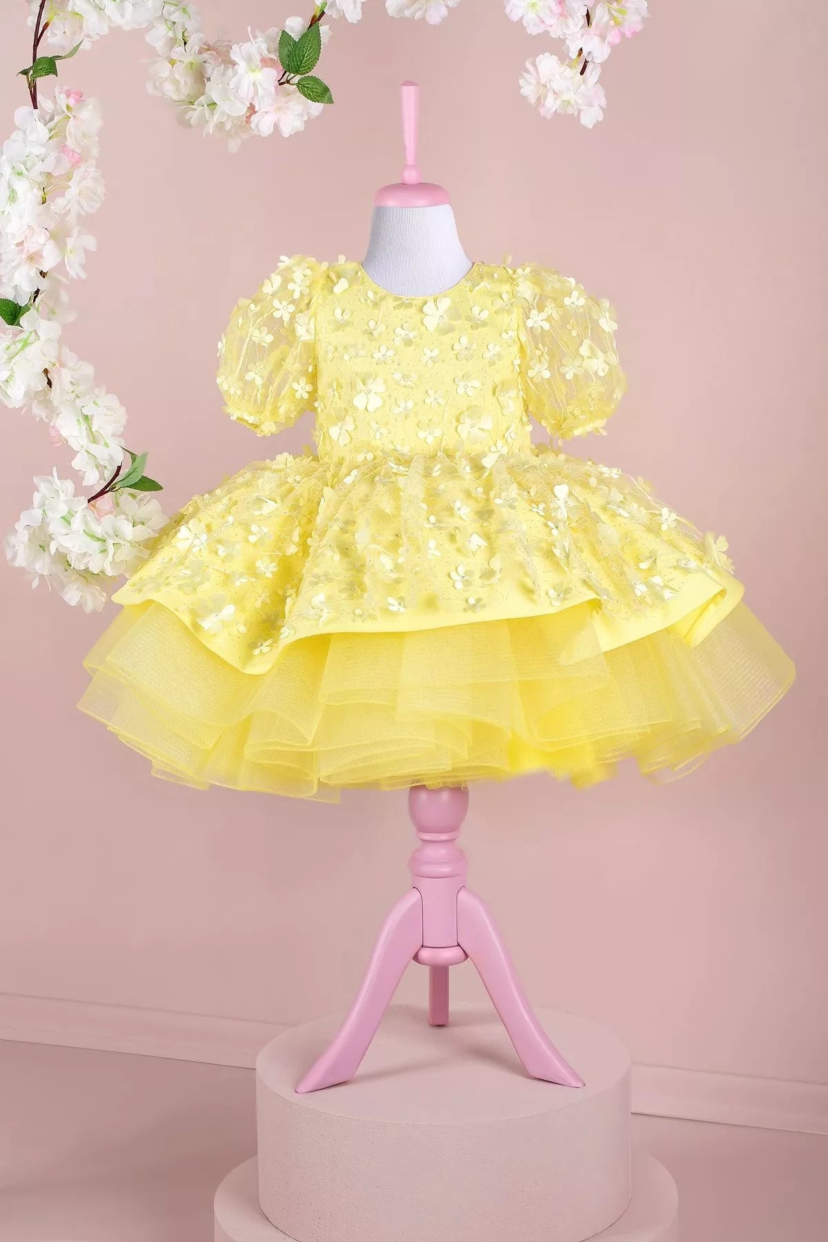 Fiona Yellow Party Dress - Layered