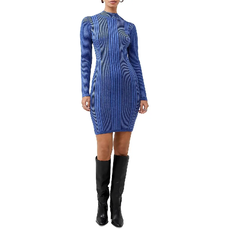 French Connection Womens Mini Mock Neck Bodycon Dress