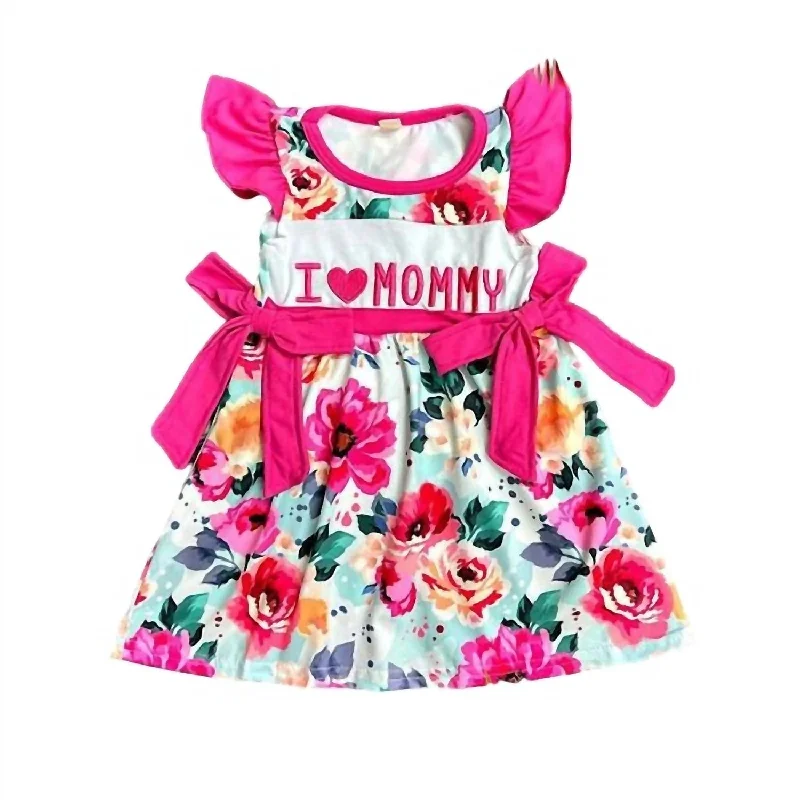 Girl’S I Love Mommy Floral Dress In Pink