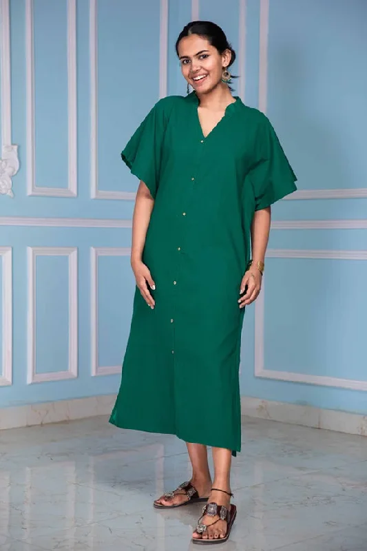 Gorgeous Green Kaftan  Shirt Dress