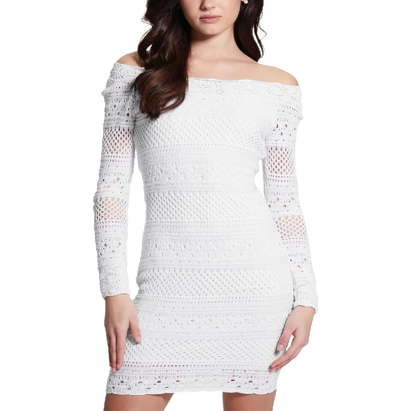 Guess Womens Amelie Crochet Open Back Bodycon Dress