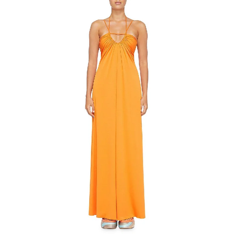 Jonathan Simkhai Womens Hayes Ruched Open Back Maxi Dress