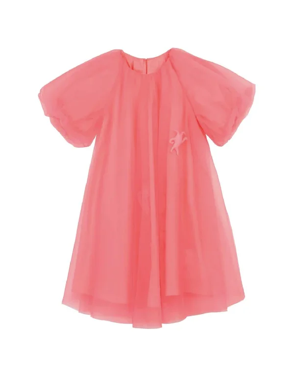 Kids Tulle Sleeve Party Dress In Pink