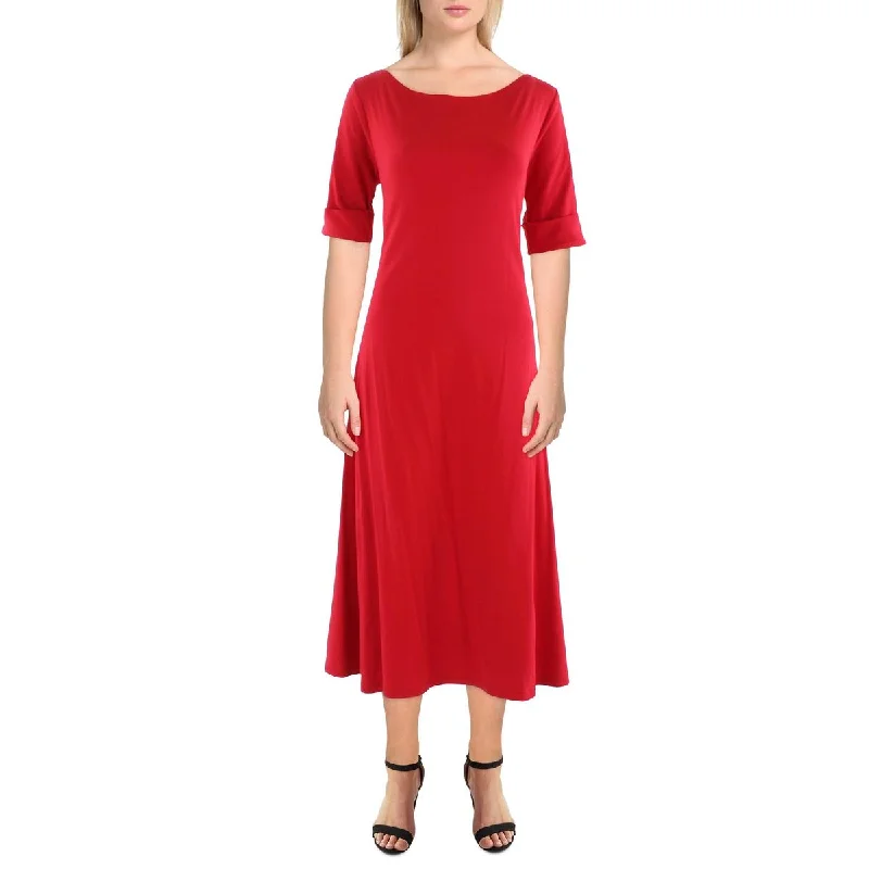 Lauren Ralph Lauren Womens Comfy Midi T-Shirt Dress