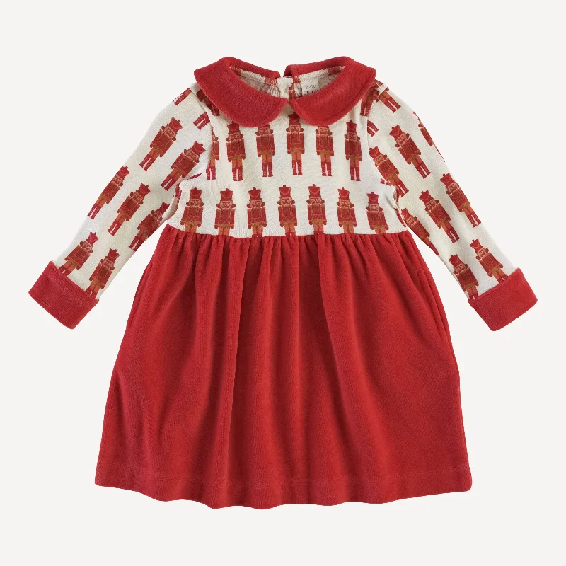 long sleeve peter pan party dress | cardinal nutcracker | organic cotton single rib