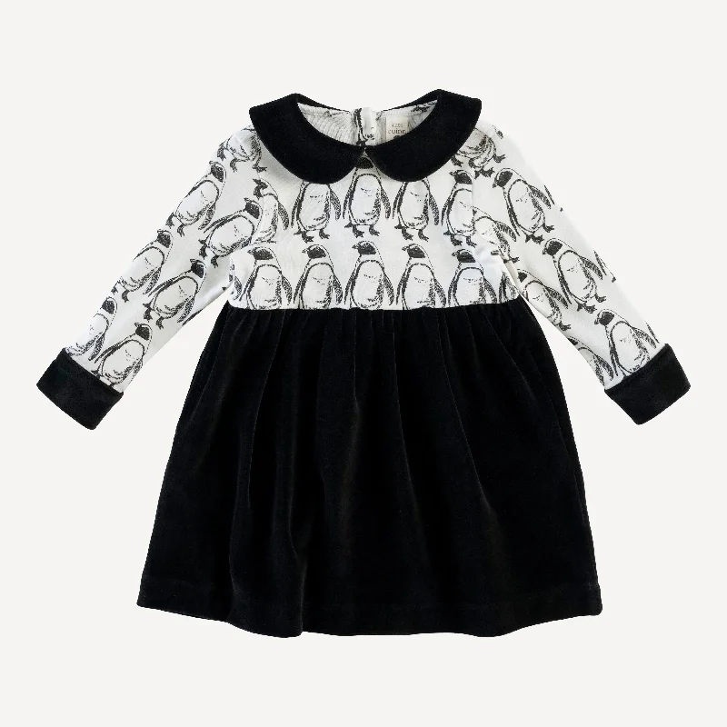 long sleeve peter pan party dress | penguin | organic cotton single rib