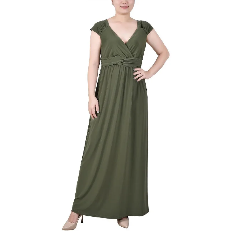 NY Collection Womens Petites Surplice Long Maxi Dress