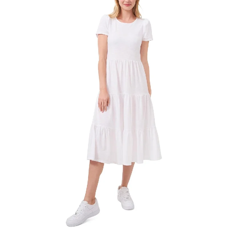 Riley & Rae Womens Lacey Tiered Midi T-Shirt Dress