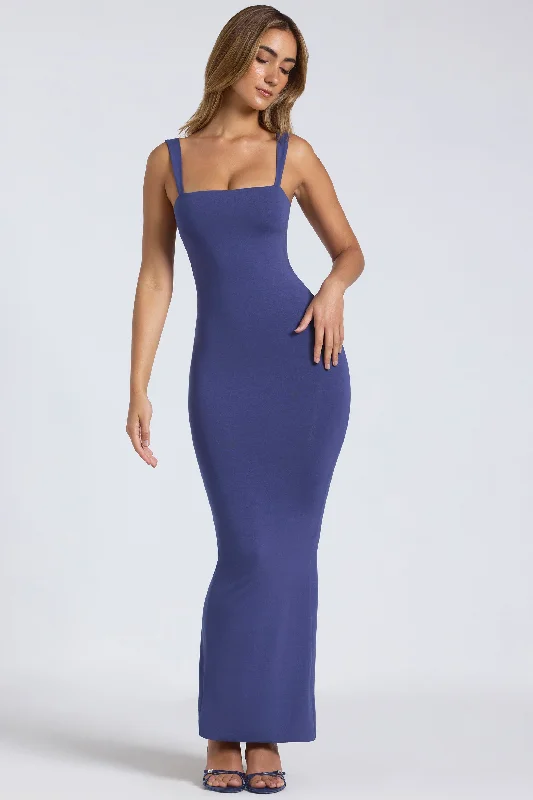 Modal Square Neck Low Back Maxi Dress in Navy