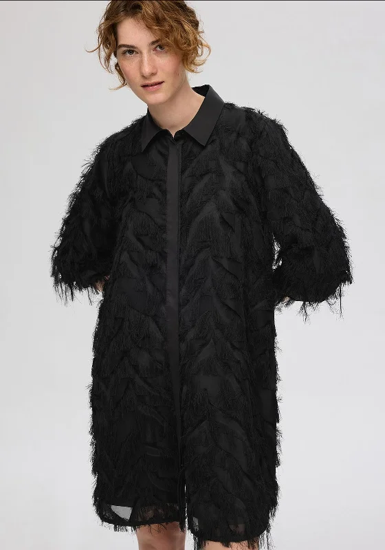 Selected Femme Myline Fluffy Shirt Dress, Black