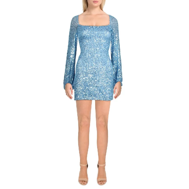 Speechless Womens Juniors Sequined Mini Bodycon Dress