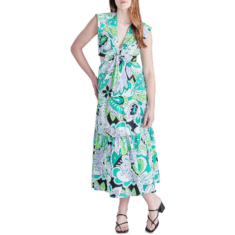 Steve Madden Womens Amanda Printed Long Maxi Dress