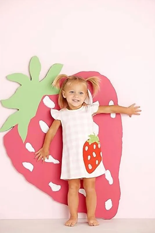 Strawberry T-Shirt Dress In Pink