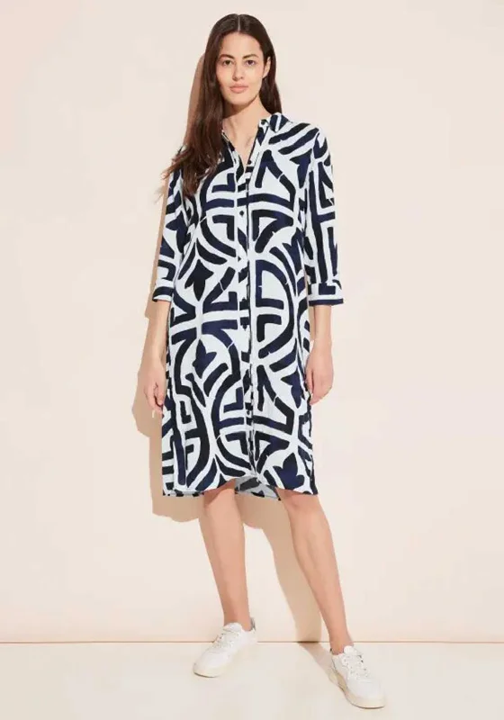 Street One Print Muslin Midi Shirt Dress, Off-White