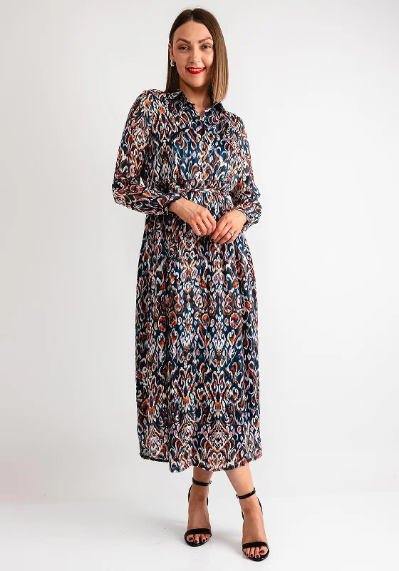 Serafina Collection Printed Maxi Shirt Dress, Blue