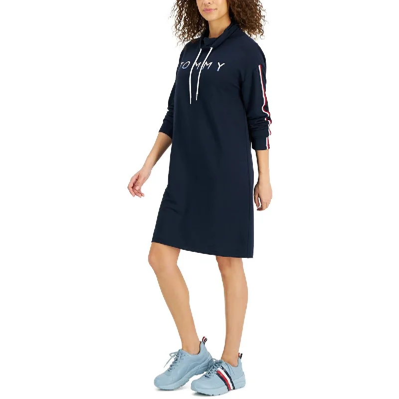 Tommy Hilfiger Womens Above Knee Drawstring Sweatshirt Dress